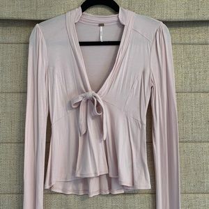 Free people Pink Tie-Front Top